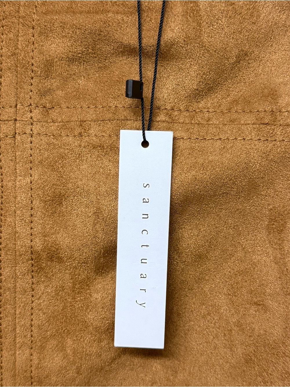 Sanctuary Suede-Look Sleeveless Shift Dress - Cognac Brown size M - Picture 3 of 8